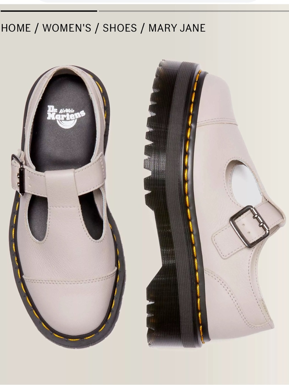 Dr. Martens Bethan Pisa Leather Platform Mary Jane — Vintage Taupe - Picture 1 of 11